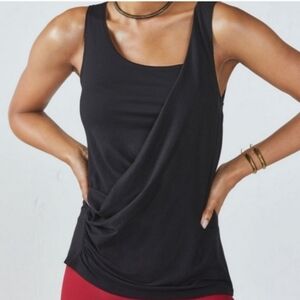Fabletics Draped Front Sleeveless Tank Top Black Women's Size XL